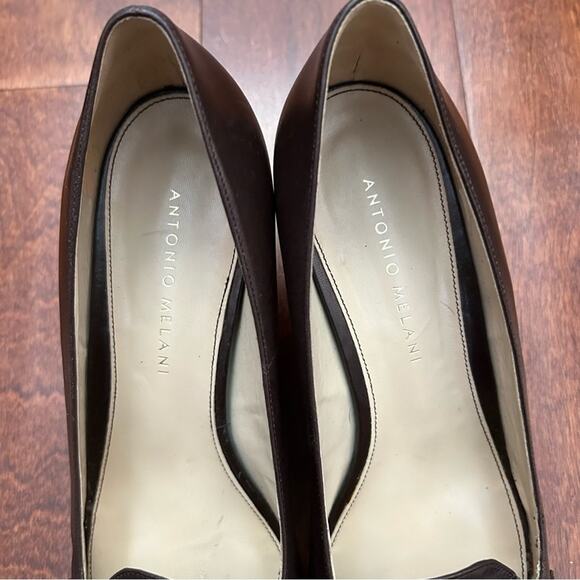 Antonio Melani Brown 90s Style Pointed Square Toes Women's Spool Heels, Size 7 - Picture 14 of 16
